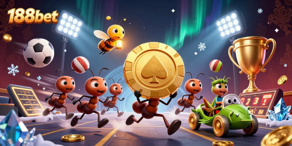 Engage with 188bet in a thrilling gambling scene featuring cartoon ants in a heist.