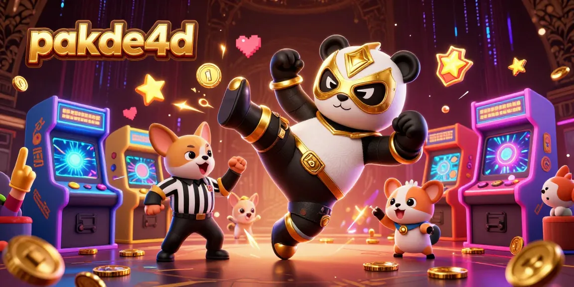 Pakde4d showcases a vibrant scene of gambling excitement, featuring a panda wrestler in action.