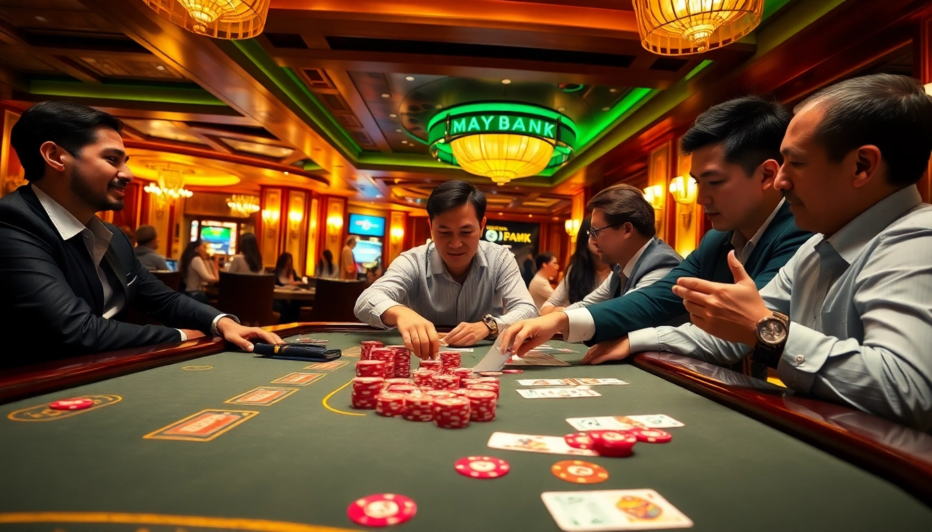 Maybank online casino deposit showcased at a luxurious gaming table, inviting players to engage.