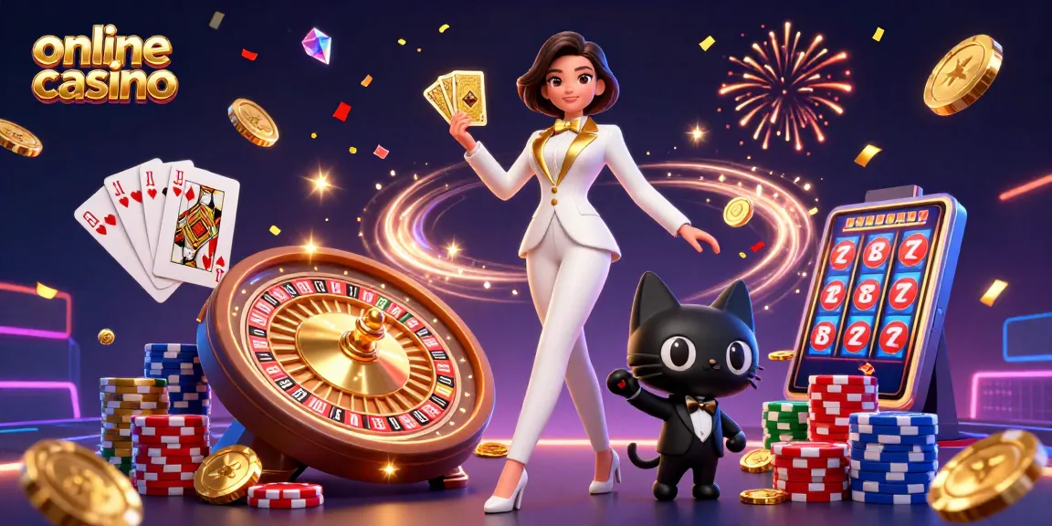 Experience top excitement at an online casino with spinning roulette and a glamorous dealer.