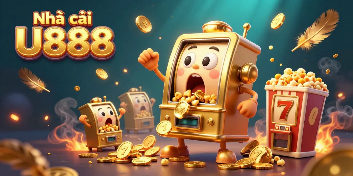 Engage with Nhà cái U888's thrilling slot jackpot experience featuring exuberant characters, coins, and dynamic casino elements.