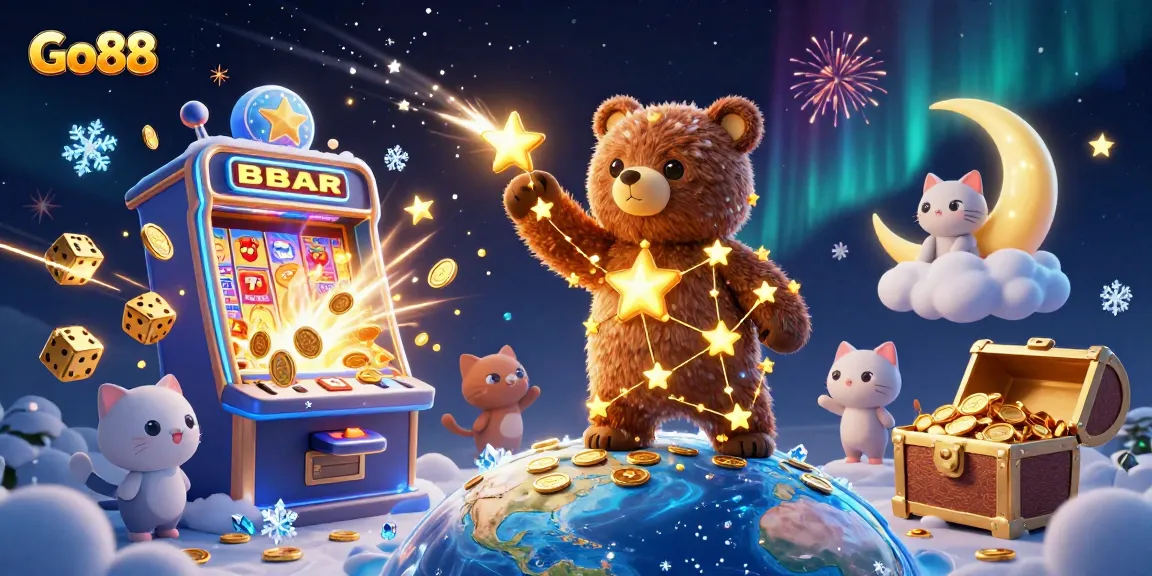 Experience thrilling gameplay at Go88 with a vibrant 3D illustration of casino games.