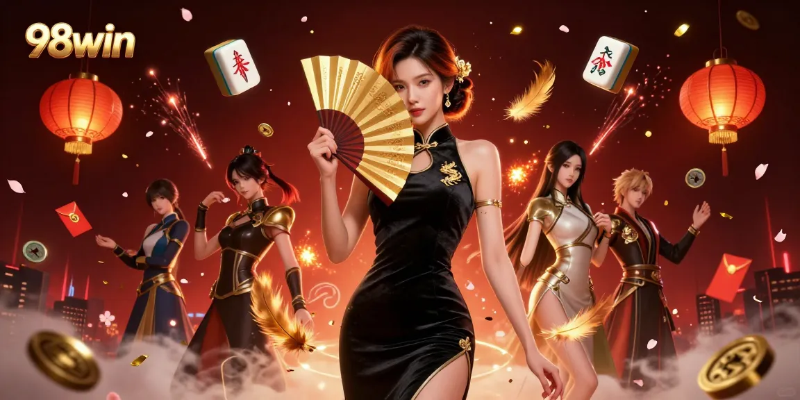 Experience thrilling action at 98win with a captivating casino illustration highlighting Asian elegance.
