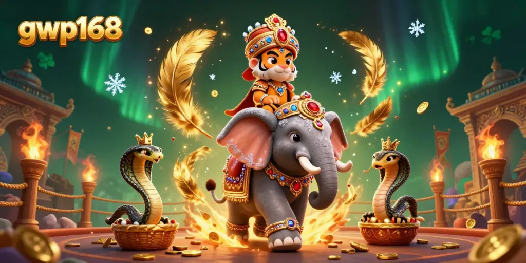 GWP168 menghadirkan pengalaman kasino dengan Maharaja dan gajah berhiaskan permata, memikat pemain.
