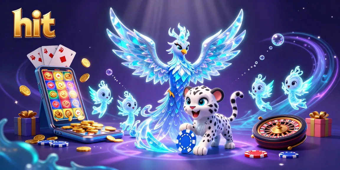 Hit the jackpot with vibrant ice-themed slot games and characters in a captivating online casino scene.