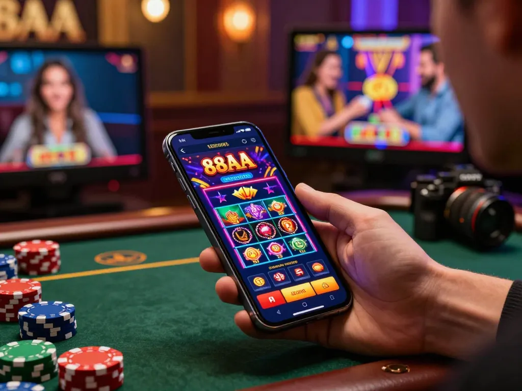 Engaging with the 88AA platform on mobile for an immersive online gambling experience.