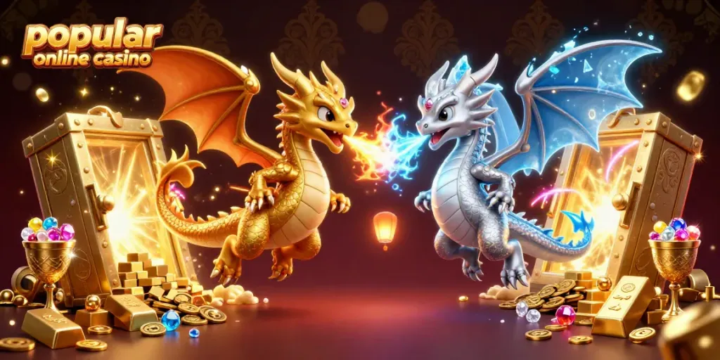 Experience excitement at the popular online casino with thrilling dragons and treasure elements!