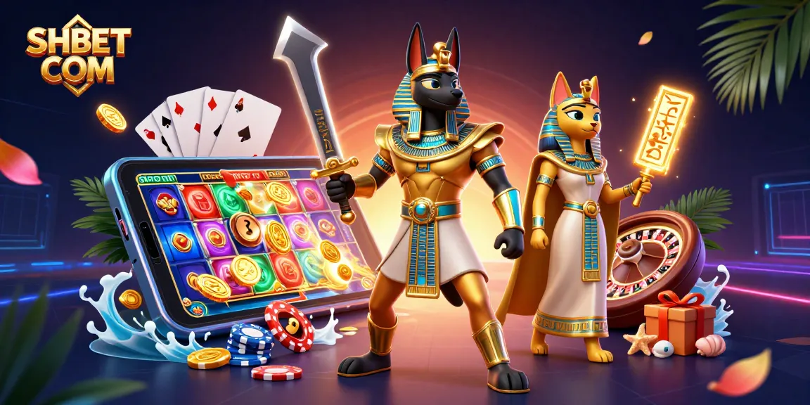 Engage with SHBET COM's vibrant online casino featuring Anubis, Bastet, and dynamic gaming elements.