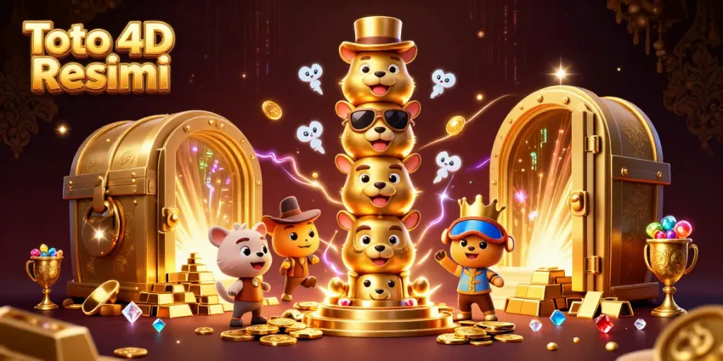 Experience thrilling wins with Toto 4D Resmi surrounded by glowing jewels and golden treasures.