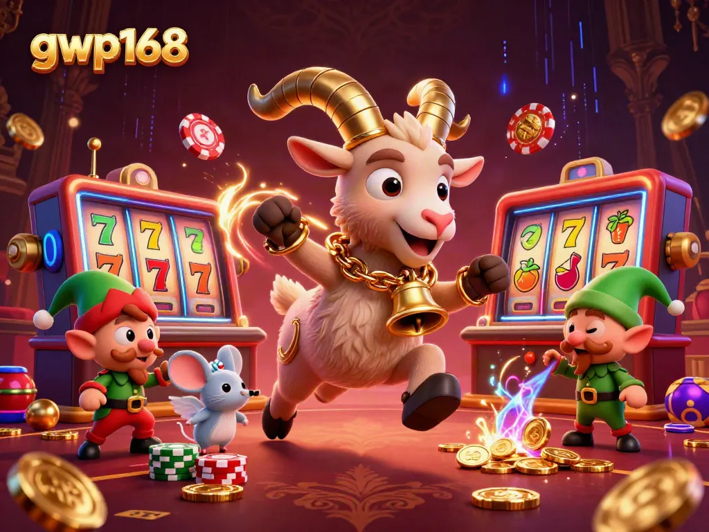 GWP168 menyajikan suasana kasino yang meriah dengan Krampus dan karakter lainnya dalam aksi kasino.