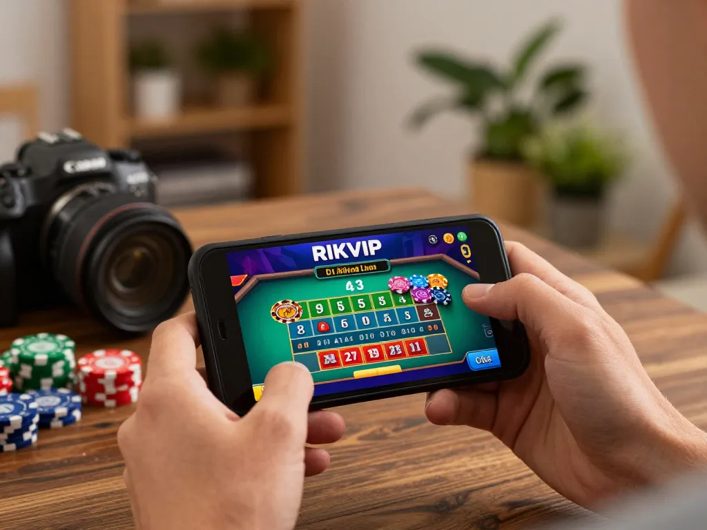 Experience thrilling gameplay at RIKVIP, where players engage with live roulette on mobile devices in a cozy setting.
