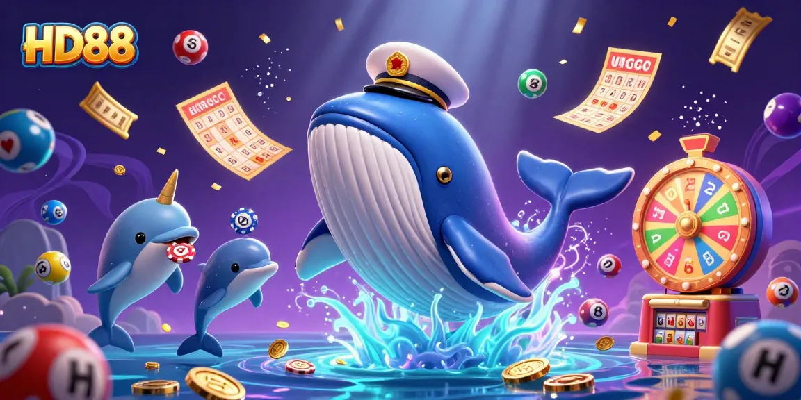 Engage in dynamic gambling with HD88 as cartoon characters play amid colorful casino elements.