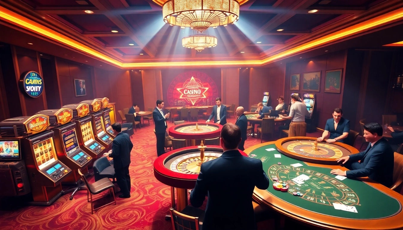 Engaging scene featuring players enjoying Pragmatic Gaming with vibrant slot machines and a roulette table
