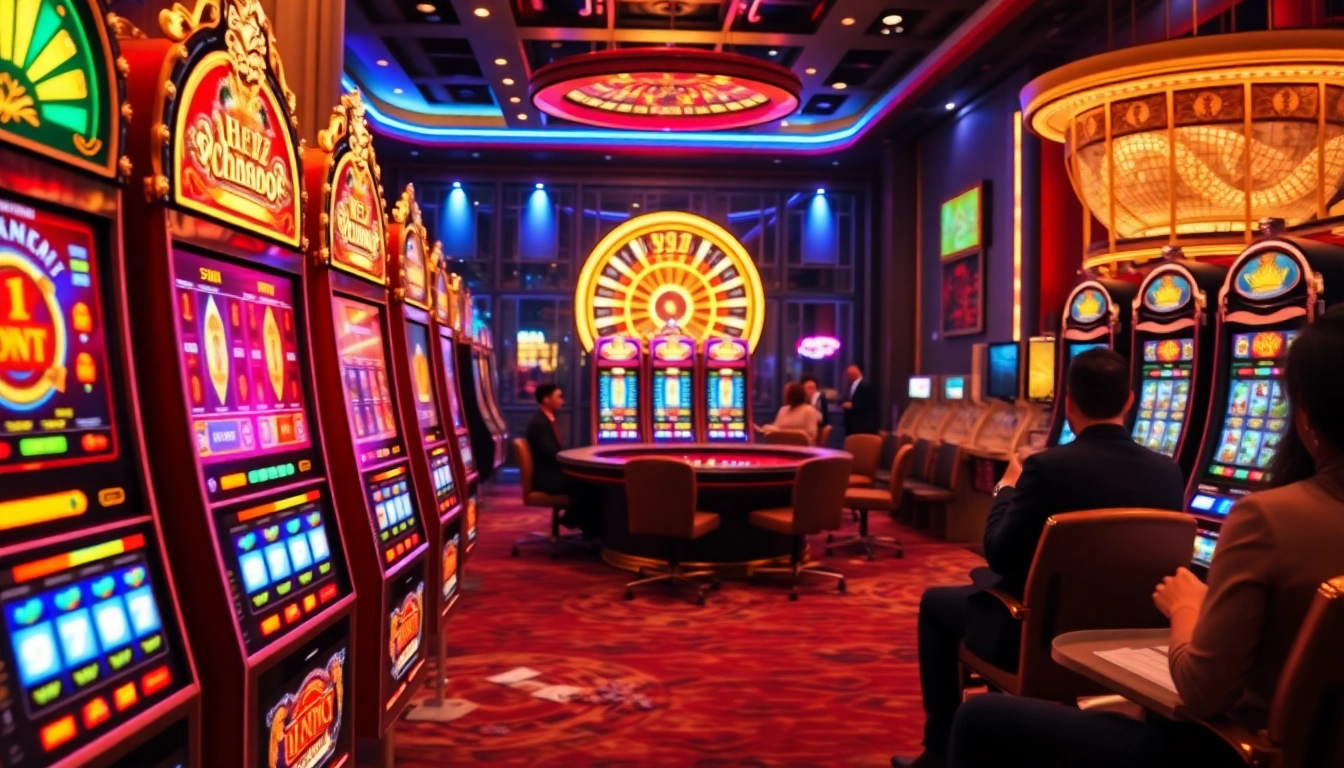 Rasakan sensasi slot gacor dengan mesin slot yang berwarna-warni menampilkan jackpot di kasino mewah.