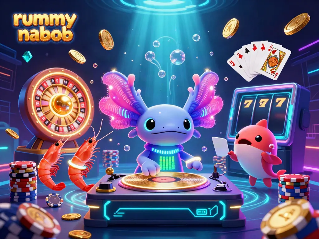 Rummy Nabob memberikan pengalaman bermain yang menarik dengan karakter lucu dan elemen kasino menggiurkan.