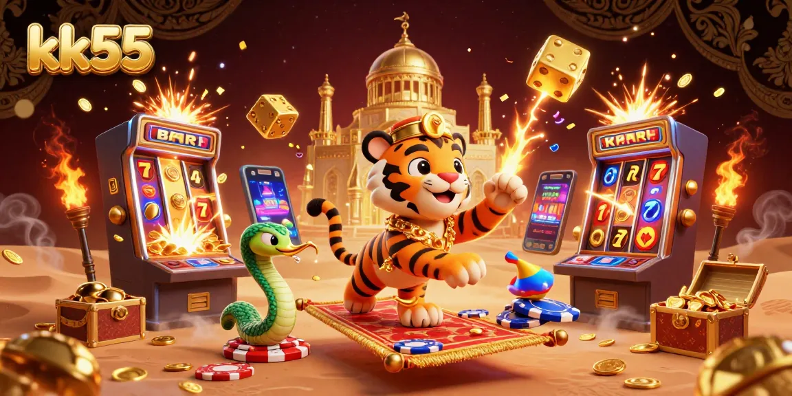 Engage with thrilling games at kk55, witnessing a vibrant casino scene bursting with jackpots.