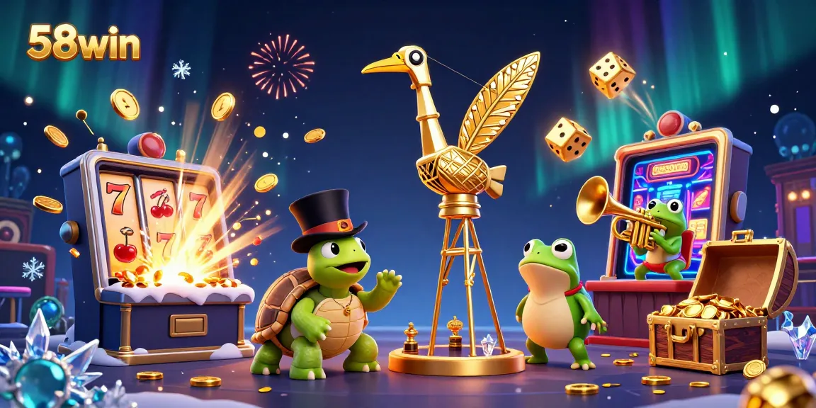 Experience the excitement of 58win with vibrant characters and dynamic gaming elements in this casino illustration.