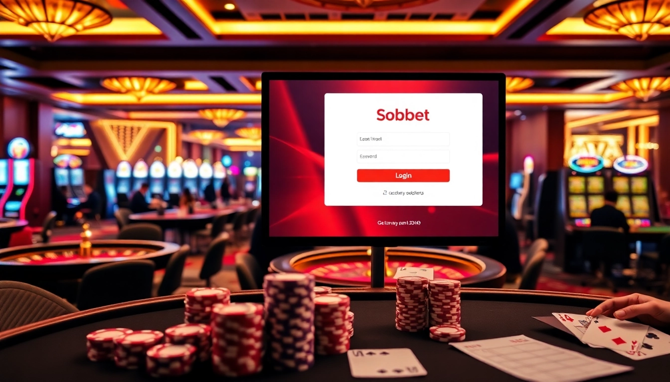 Experience sbobet login excitement with a vibrant casino experience featuring players and betting.