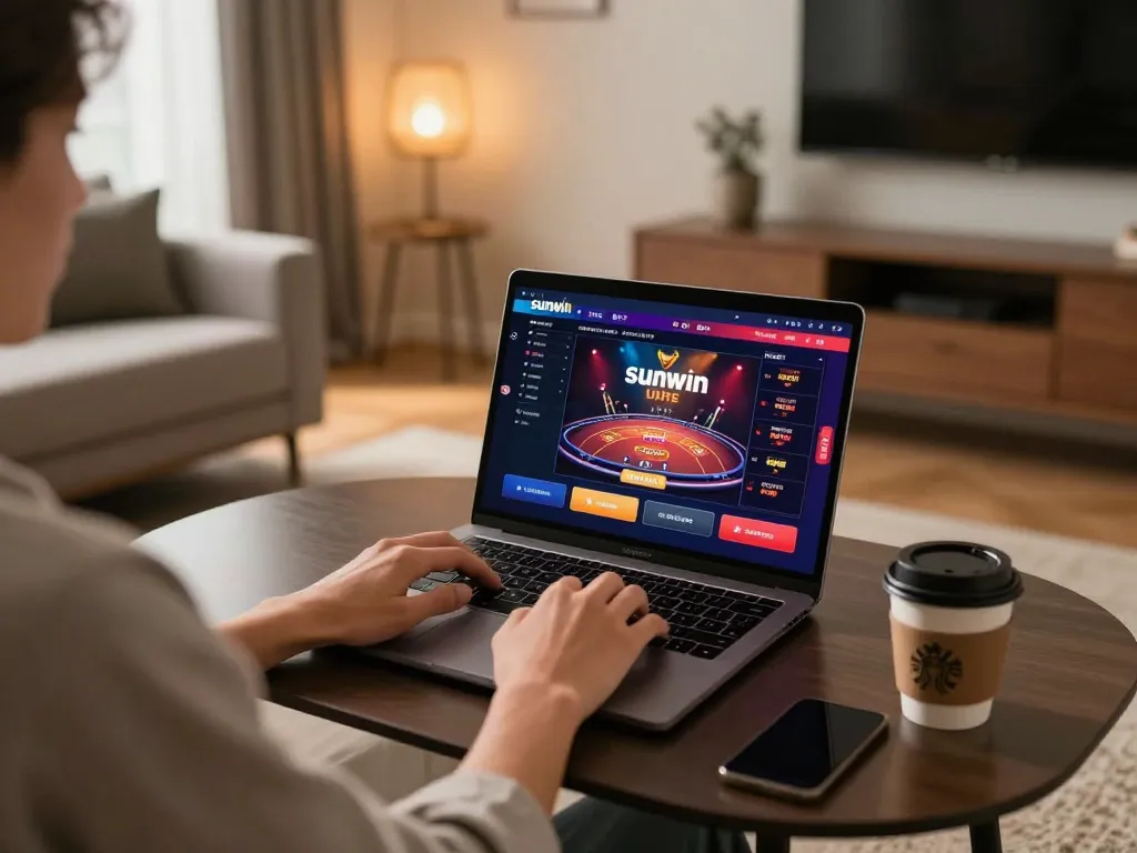 Enjoying a thrilling online gaming experience on sunwin with warm ambience and stylish decor.