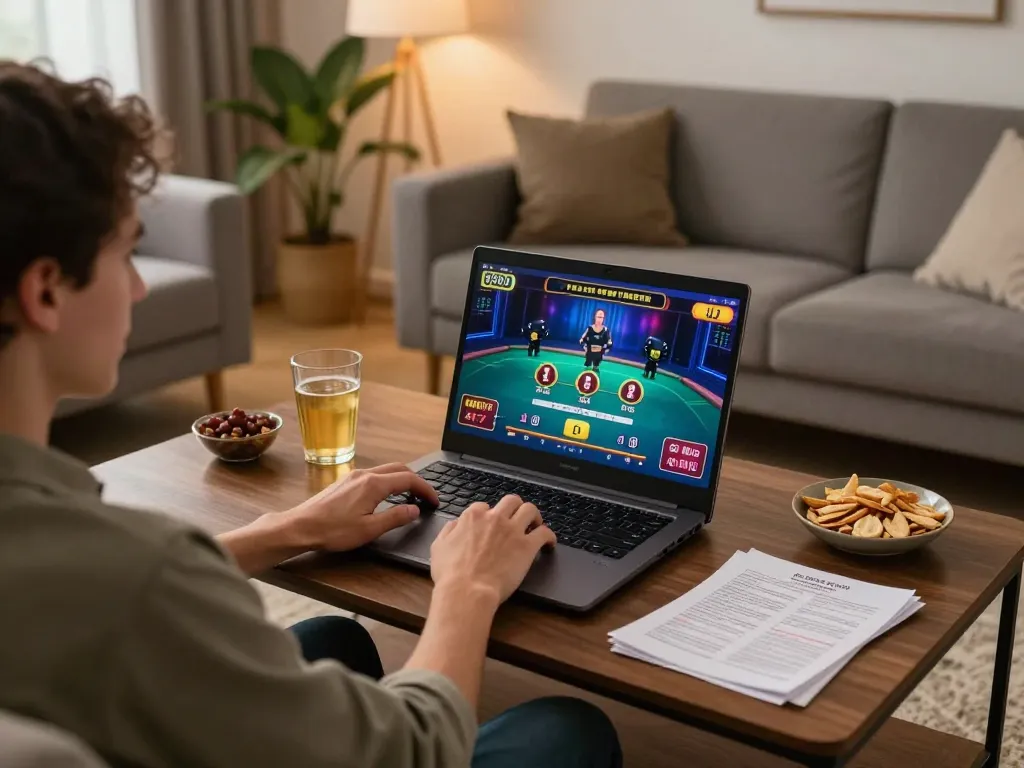 Experience the excitement of online gambling at trang chủ uu88 with a cozy home gaming setup.