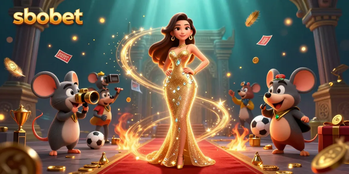 Bet on sbobet with stunning visuals of a 3D woman and sports elements conveying excitement.