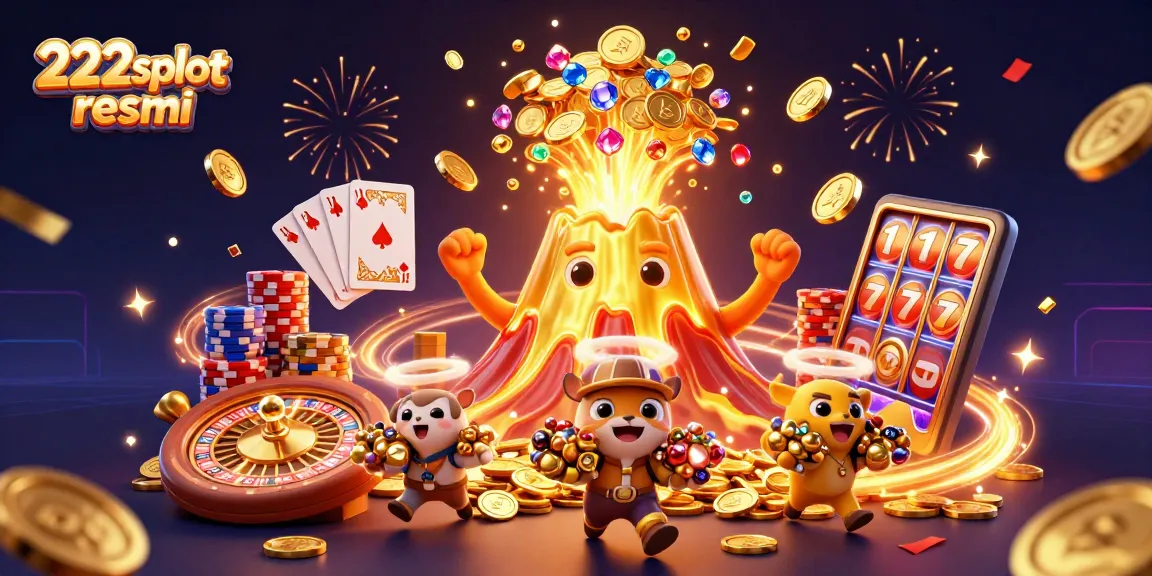 Menangkan hadiah dengan 222slot resmi saat melihat gunung berapi keemasan meletus dan koin bertebaran.