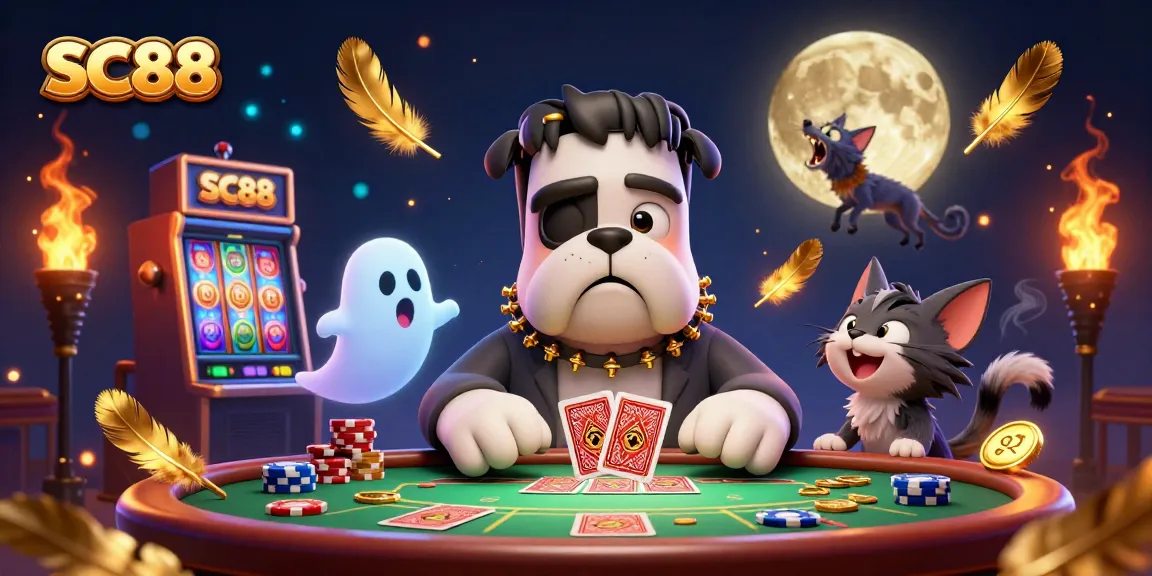 Engage with SC88’s captivating casino experience featuring gaming icons, jackpots, and animated characters.