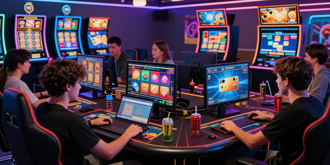 Exciting gameplay at a credit card casino with enthusiastic players and vibrant game displays.