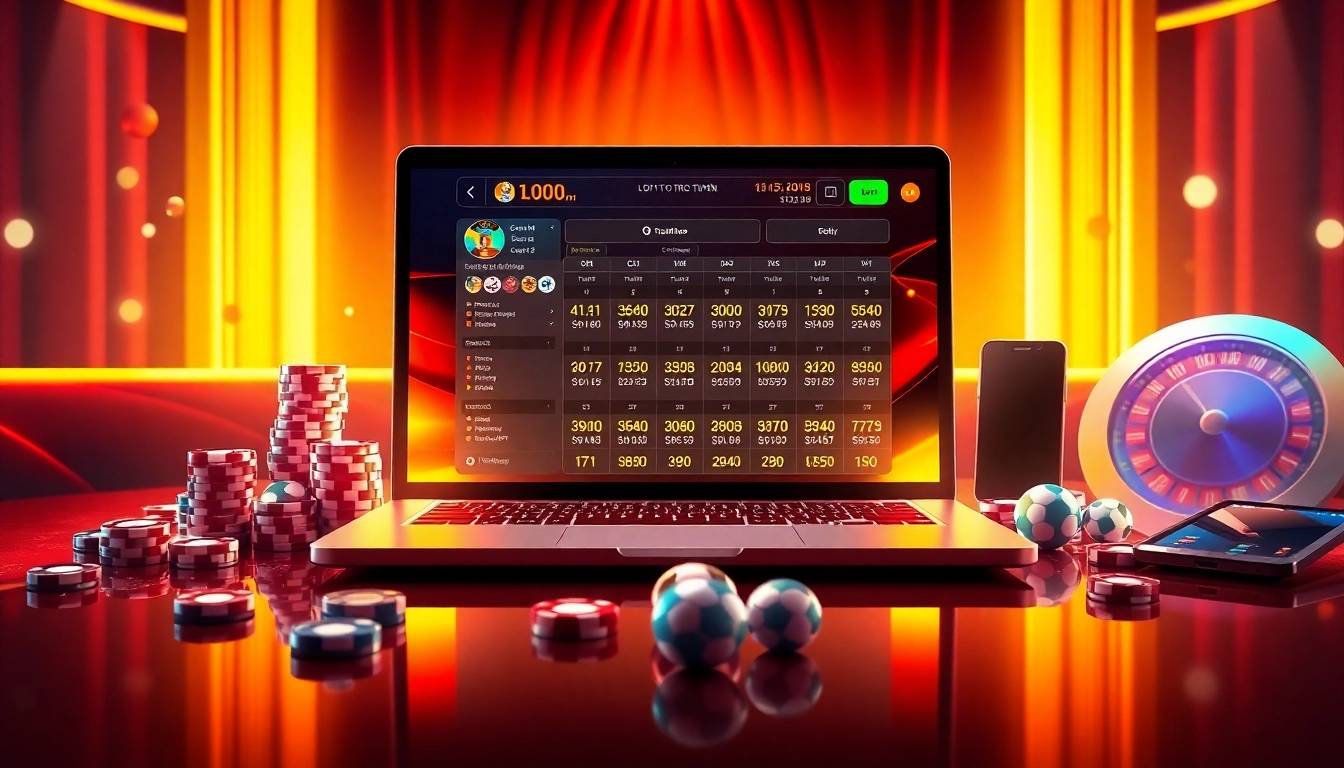 Engaging lô đề trực tuyến session displaying rapid lottery results and strategic betting chips