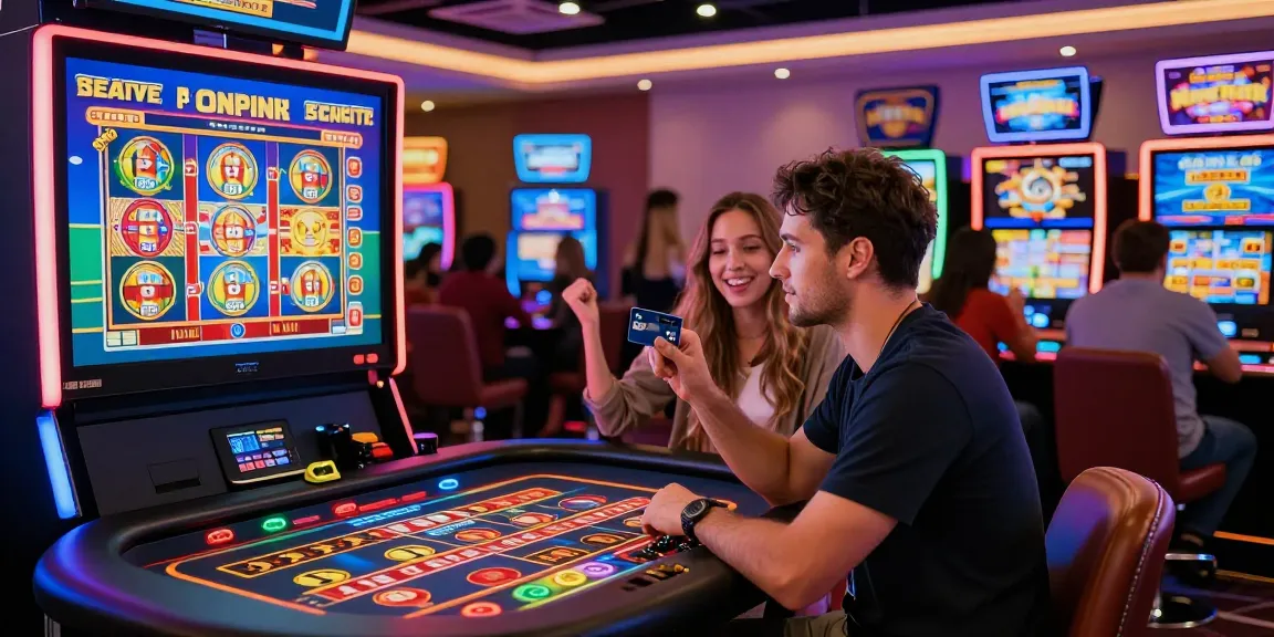 Exciting scene of players at https://chps.org.uk credit card casinos, featuring diverse players engaged in games like slots and roulette.