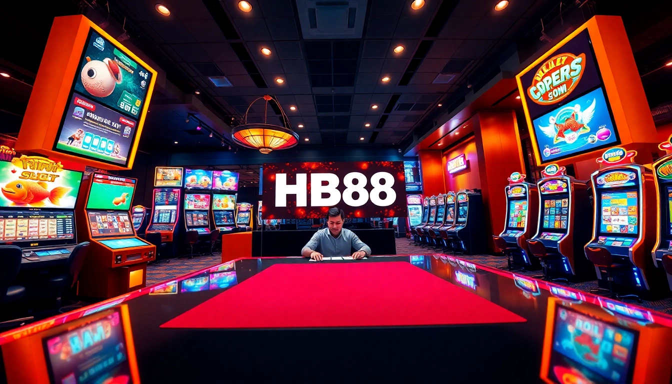 hb88 online casino showcasing vibrant gaming options and professional ambiance