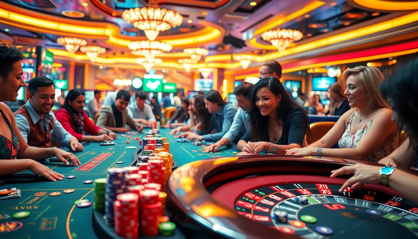 Spieler genießen aufregende Casino-Spiele de mit bunten Chips und intensiver Atmosphäre.