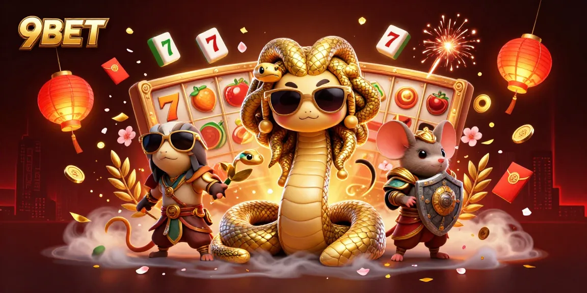 Win big with 9BET's exciting slots and jackpots in a vibrant casino illustration