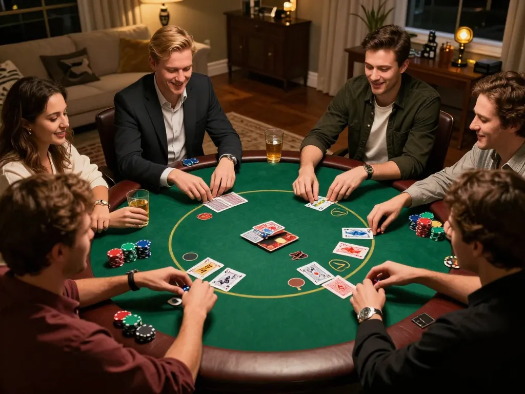 Playing poker with friends at home while enjoying the gaming experience through 888VI COM.