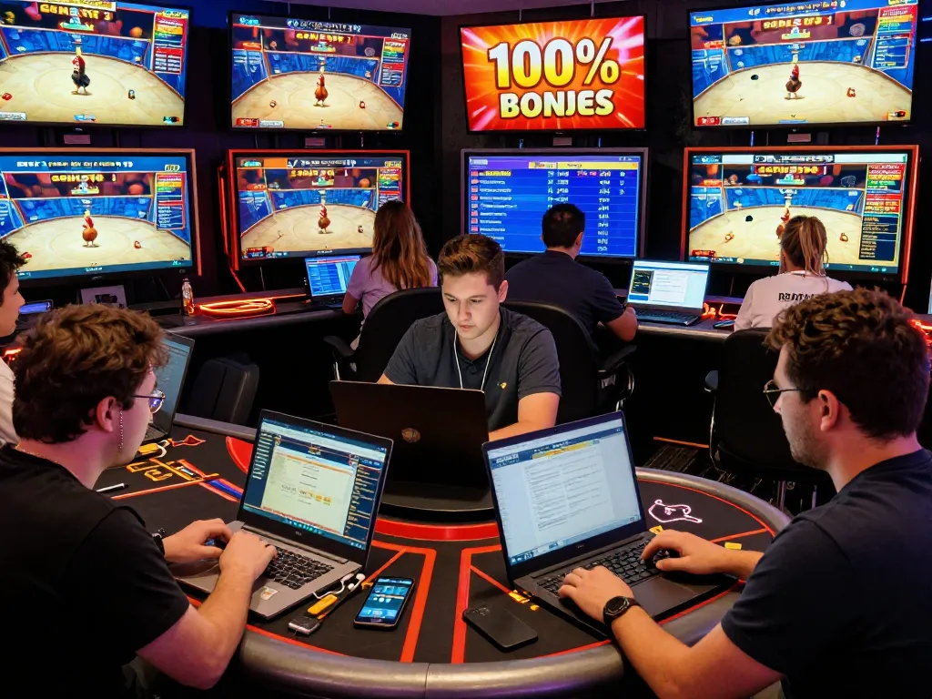 Engaging online gaming experience at https://ga179i.com/ featuring live chicken fights and vibrant betting interfaces.