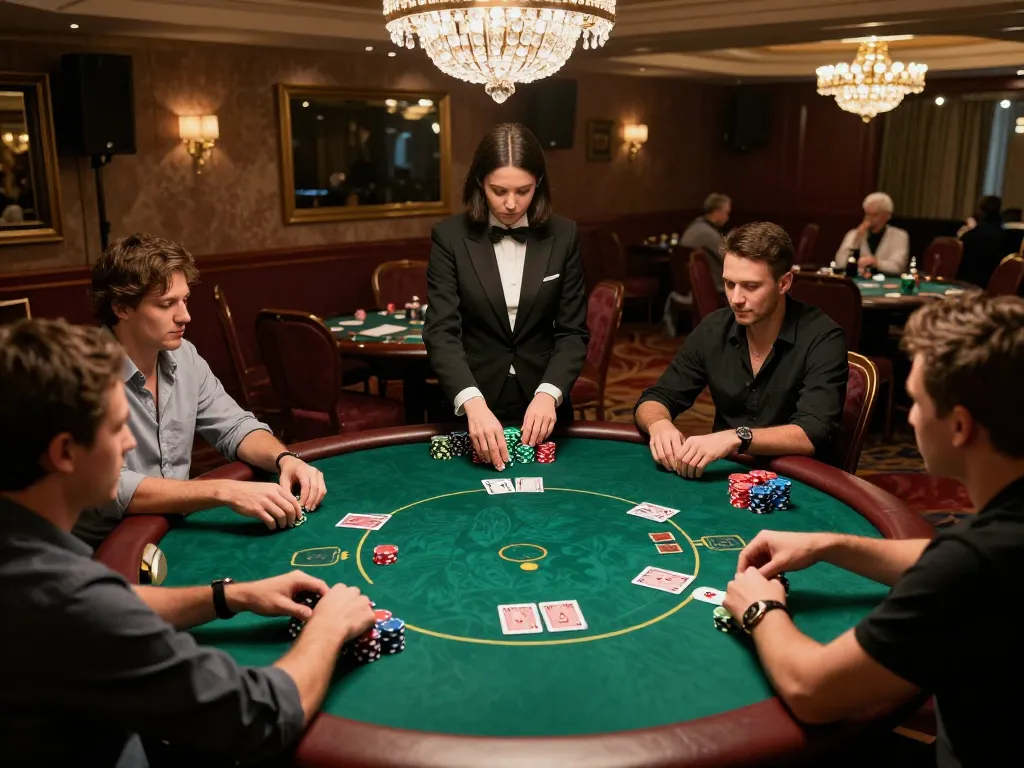 Players engaging in strategic poker gameplay at TG88 casino, chips and cards prominently featured.