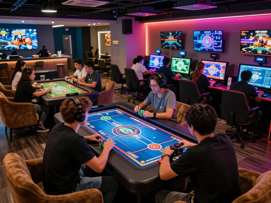 Players enjoying their time at IDNSCORE interactive games, showcasing dynamic betting actions.