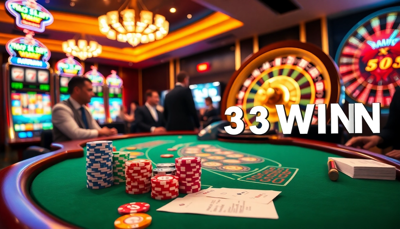 Experience the thrill of winning at 33WIN with vibrant casino tables and energetic players.