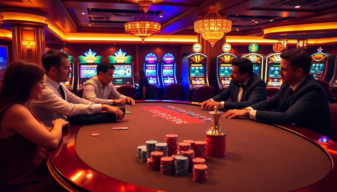 Experience thrilling poker action at 88vv with luxurious gaming tables and vibrant slot machines.