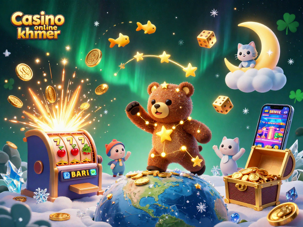 Experience the excitement of Casino online khmer with a captivating jackpot scene featuring vibrant characters and games.