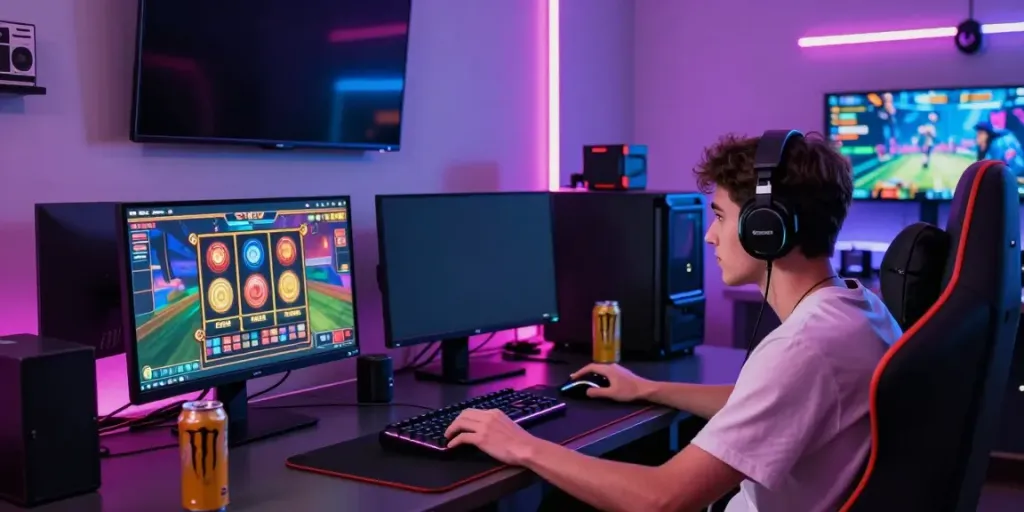 Player engaged in online gaming featuring akunjp on high-definition screen.