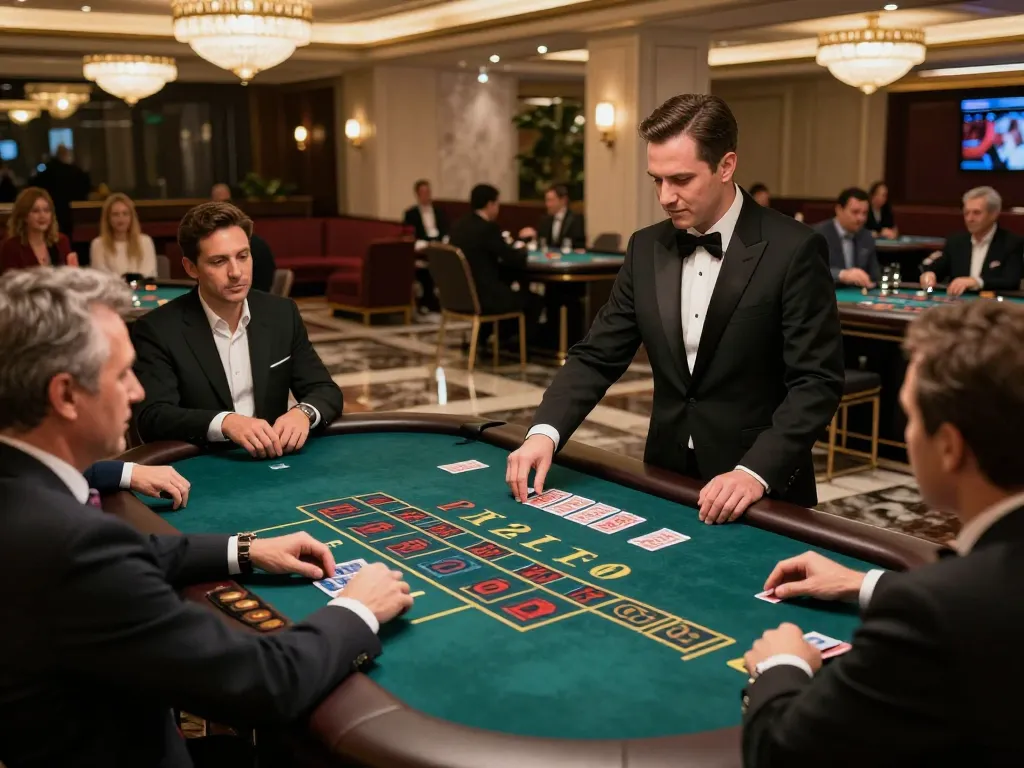 Nohu Baccarat table with players engaged in high-stakes action and a professional dealer managing bets.