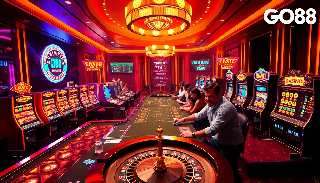 Join the excitement at Nhà Cái GO88 with vibrant gaming tables and thrilling slot machines.