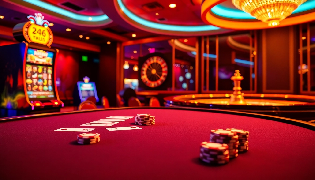 Experience thrilling games at king88.com with vibrant poker tables and slot machines.