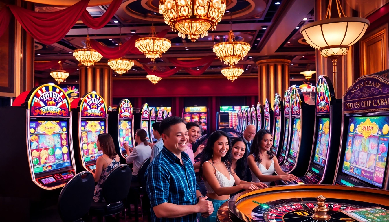 Experience thrilling demo slot gameplay with exciting slot machines in a vibrant casino setting.