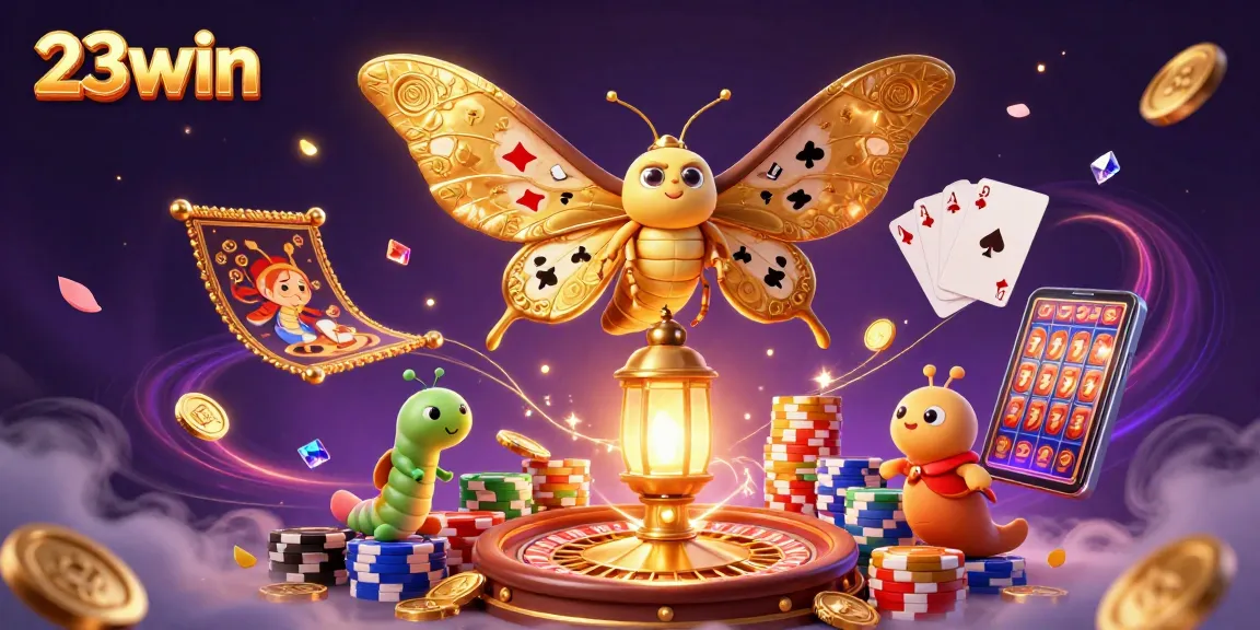 Experience big wins at 23win with our vibrant casino character illustration.