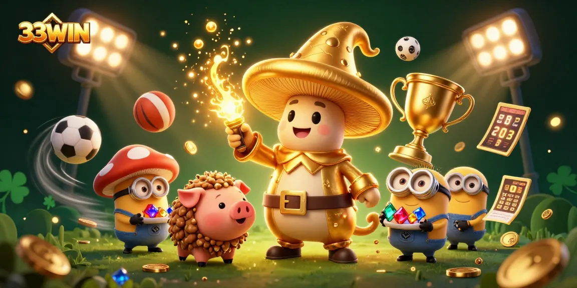Experience the magic of winning with 33WIN through a dynamic gaming scene filled with excitement.