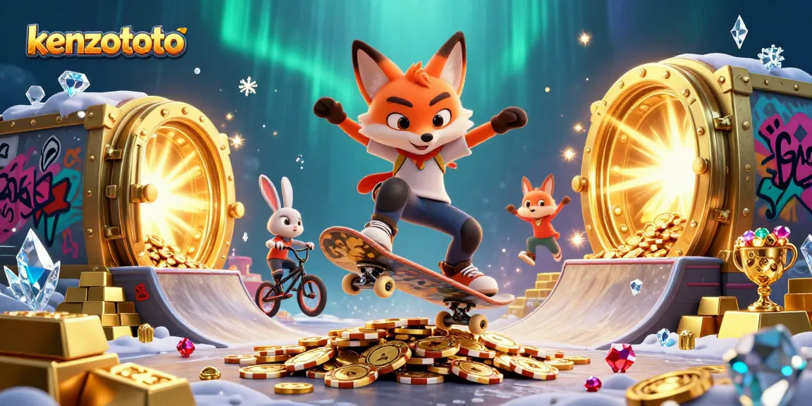 Experience thrilling wins with kenzototo's vibrant 3D casino scene featuring unique characters and exciting elements.
